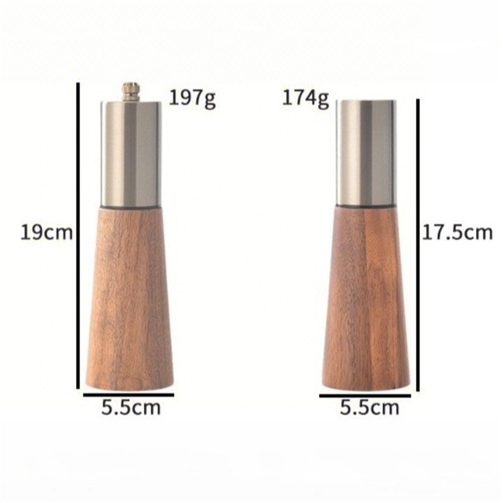 2pcs Salt and Pepper Grinder Set, Acacia Wooden Pepper Grinder with Adjustable Coarseness, Refillable Ceramic Blade Grind,Gold Pepper Mill for Kitchen - Image 5
