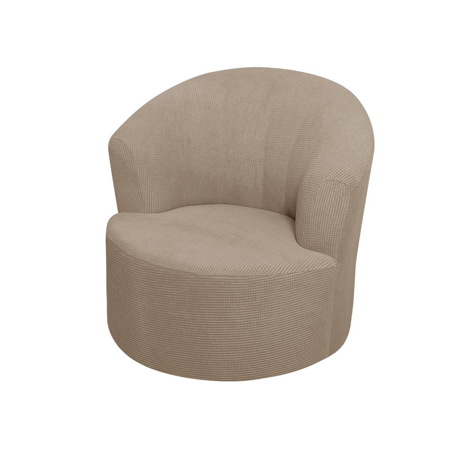 Jacquard Swivel Barrel Chair Cover, Soft Polar Fleece Swivel Accent Chair Slipcover,Modern Barrel Chair Slipcover for Round Club Armchair (Khaki) - Image 1