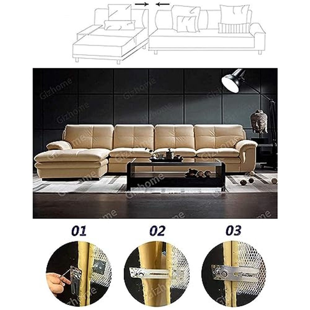 2 Pack Sectional Couch Connector Screws, Heavy Duty Sofa Connectors for Sectionals, Couch Clamps to Make Sectional Stay, Multi-Card Design Furniture Connectors - Image 4