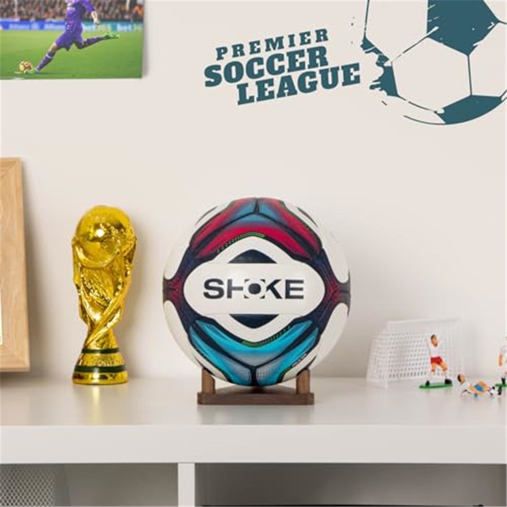 Ball Holder Wall Mount Ball Stand Display Storage for Basketball Soccer Volleyball 4pcs Basketball Holder, Football Stand, Soccer Ball Display Rack – Premium Wood Sports Memorabilia Display Holder - Image 3