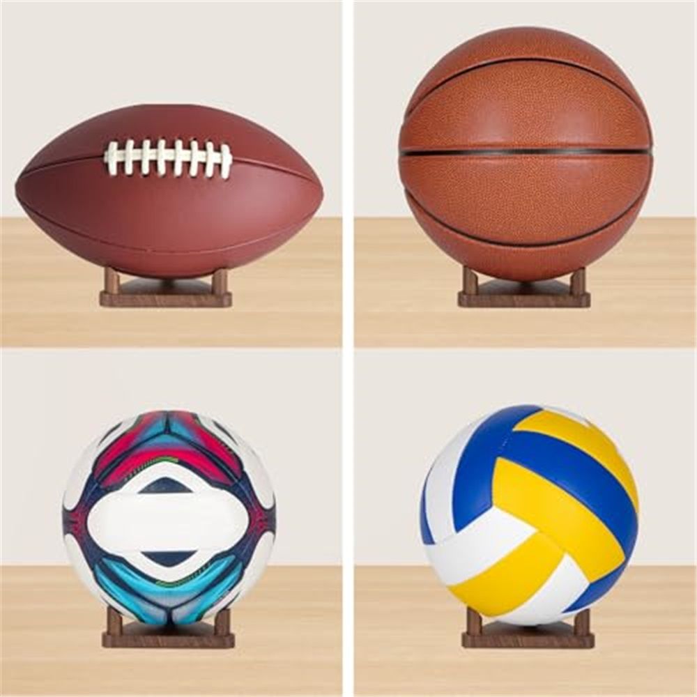 Ball Holder Wall Mount Ball Stand Display Storage for Basketball Soccer Volleyball 4pcs Basketball Holder, Football Stand, Soccer Ball Display Rack – Premium Wood Sports Memorabilia Display Holder - Image 5
