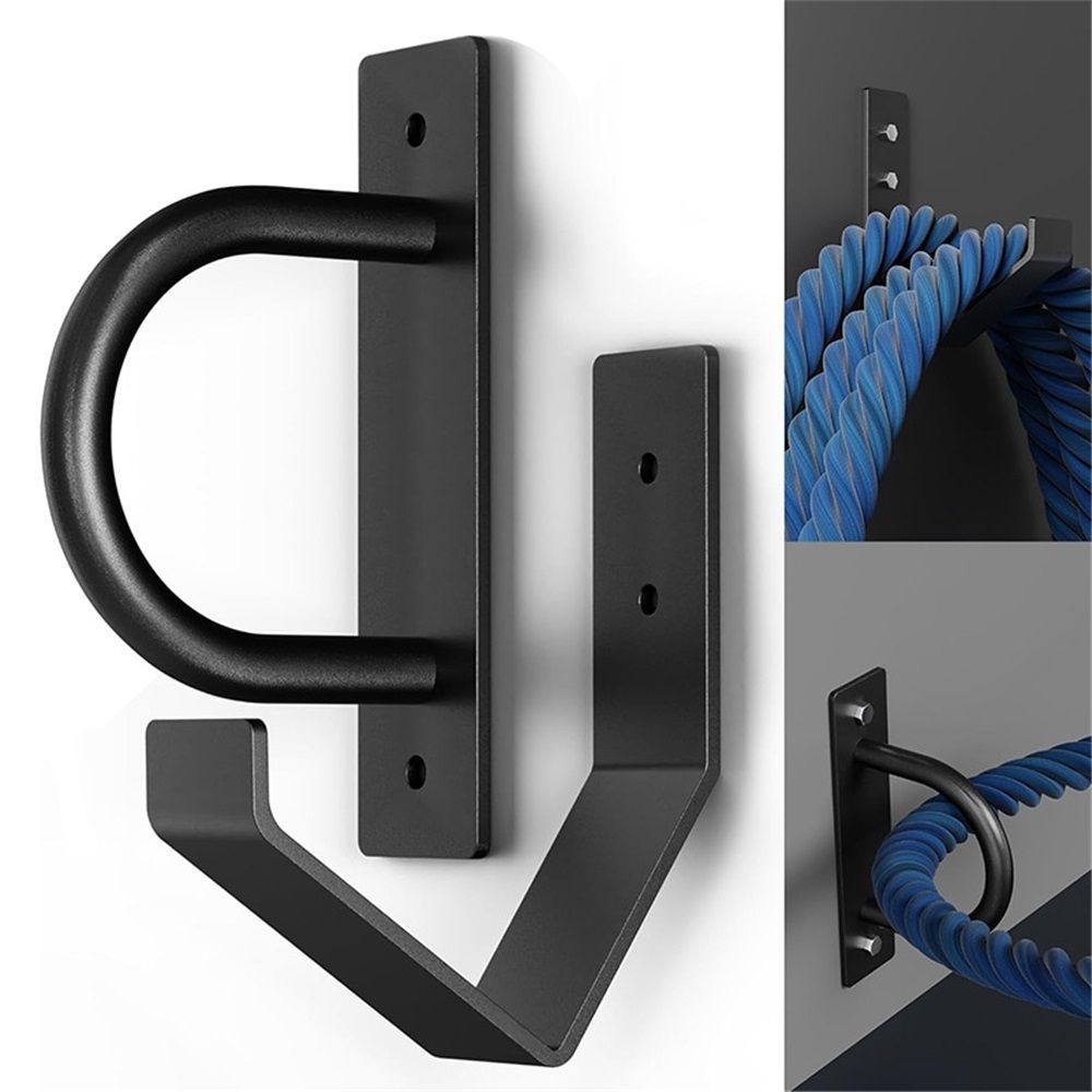 Steel Battle Rope Wall Mount Kit w/Anchor & Storage Hook - Matte Black Secure Mounting | Durable Steel Battle Rope Holder for Home and Gym Use - Image 2