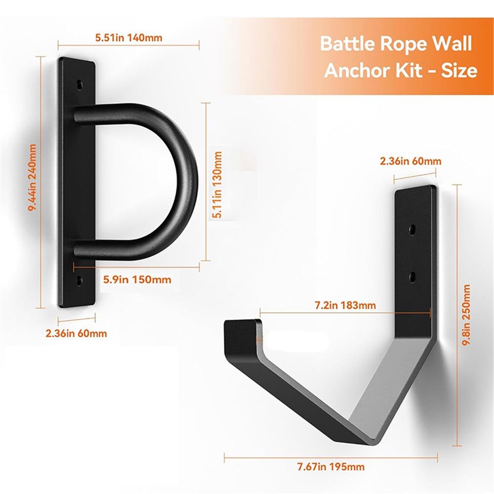 Steel Battle Rope Wall Mount Kit w/Anchor & Storage Hook - Matte Black Secure Mounting | Durable Steel Battle Rope Holder for Home and Gym Use - Image 3