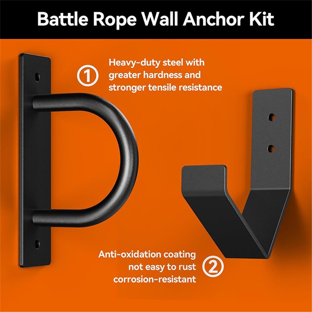 Steel Battle Rope Wall Mount Kit w/Anchor & Storage Hook - Matte Black Secure Mounting | Durable Steel Battle Rope Holder for Home and Gym Use - Image 4
