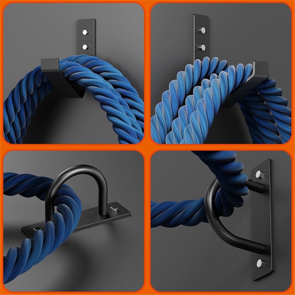 Steel Battle Rope Wall Mount Kit w/Anchor & Storage Hook - Matte Black Secure Mounting | Durable Steel Battle Rope Holder for Home and Gym Use - Image 5