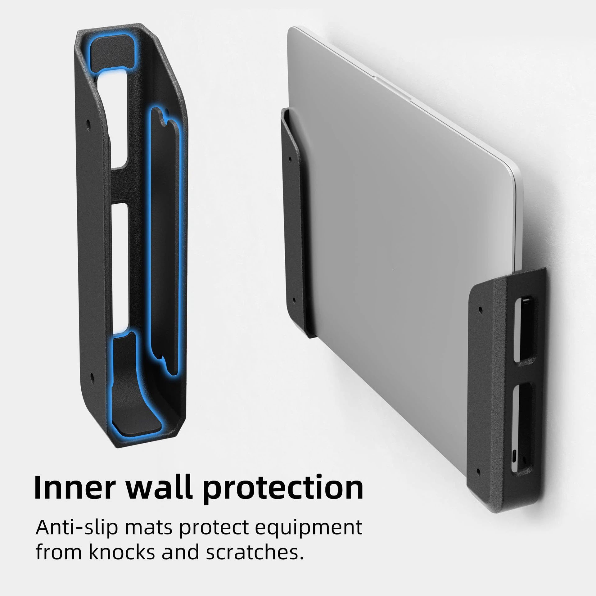 Wall & Under Desk Laptop Mount Holder with Adhesive & Screws in,1.1