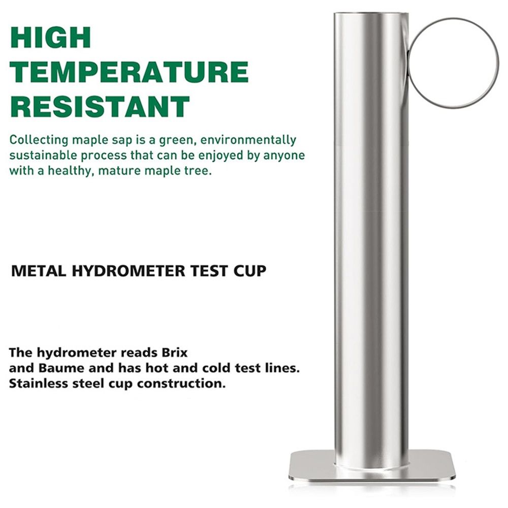 Maple Syrup Hydrometer Test Cup Kit - Maple Syrup Density Kit, Baume and Brix Scale, Stainless Steel Maple Syrup Kit with Cleaning Brush - Calibrated to Create Pure Maple Syrup - Image 4