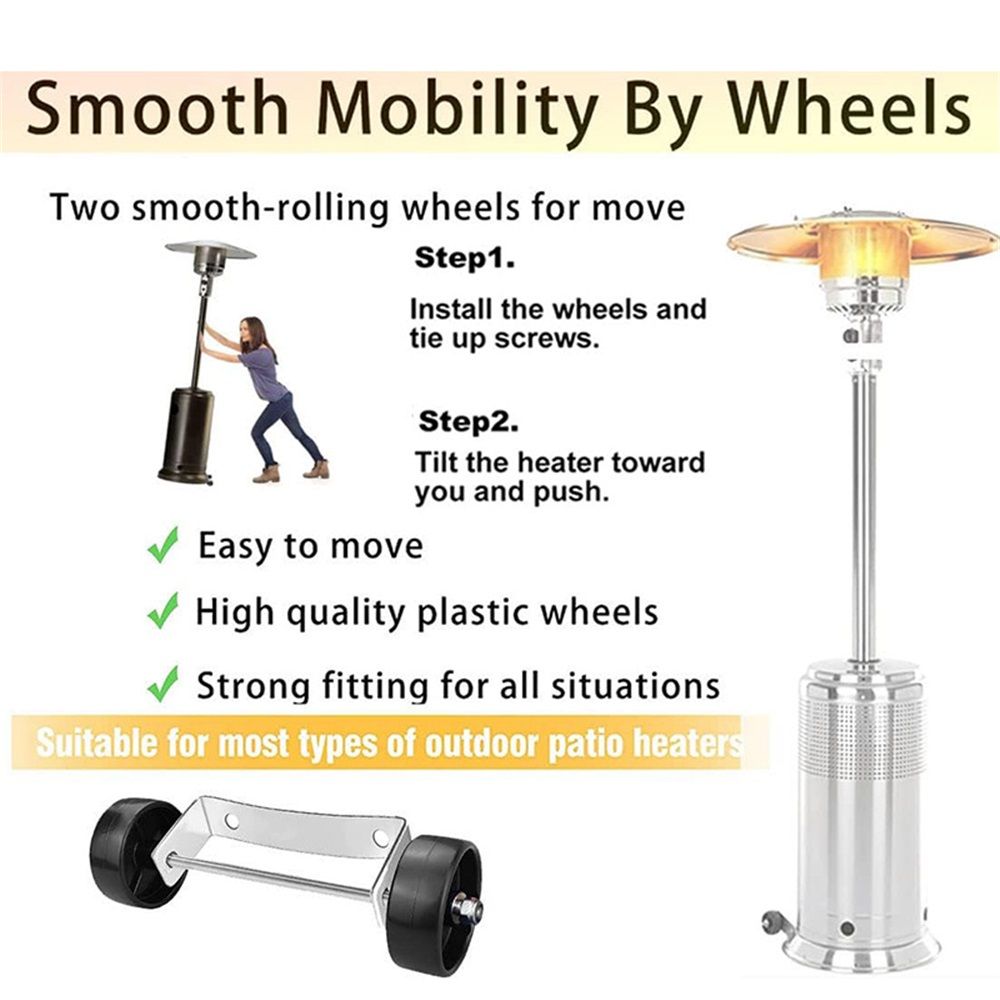 Universal Patio Heater Wheel Kit-Easy to Move/Install-Gas Patio Heater Replacement Universal Movable Wheel, Patio Heater Parts Outdoor Umbrella Gas Heater Wheel - Image 4