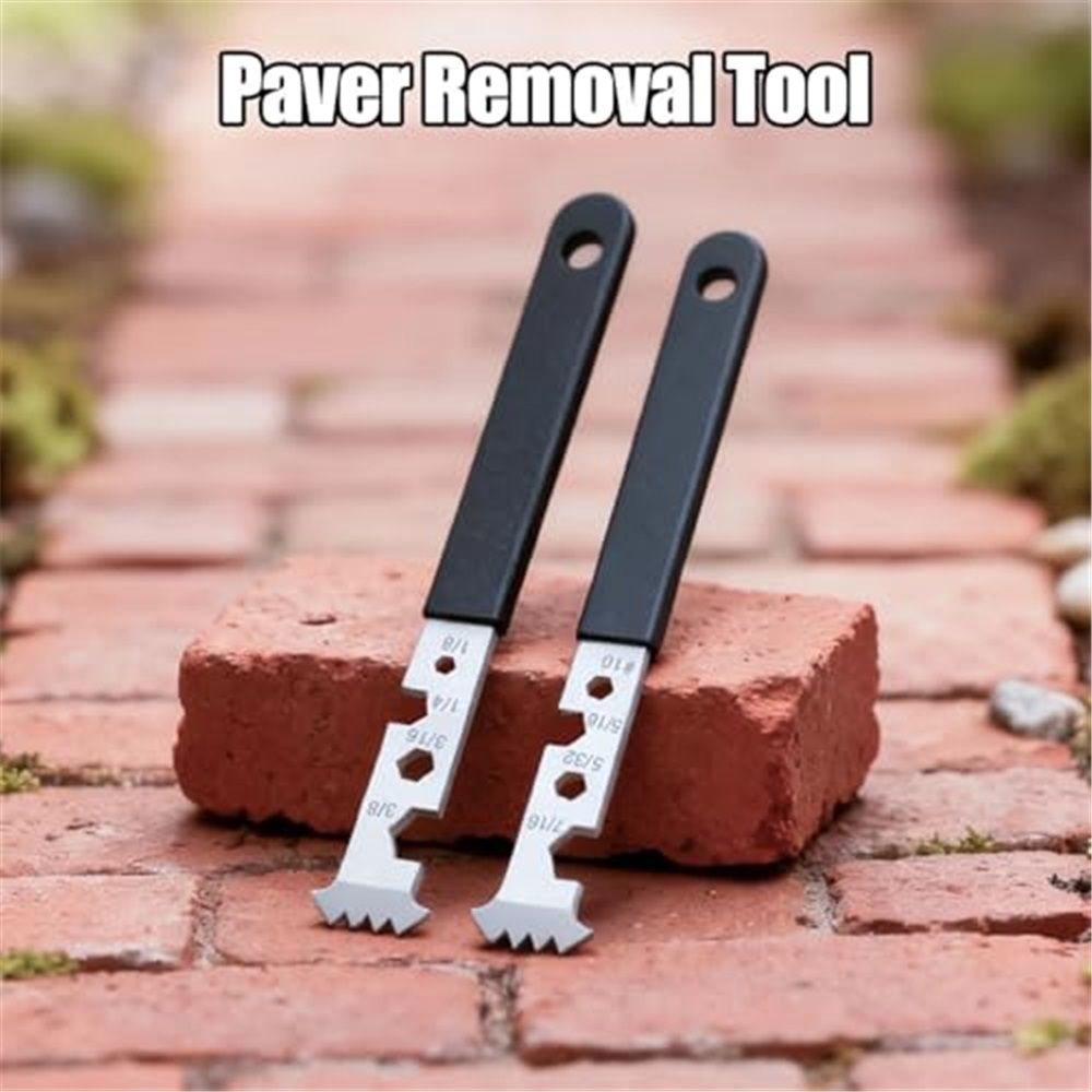 2-in-1 Paver Removal Tool with Hex Wrench, 2 Pcs Set Paver Puller Tool with Double Joint Scraper, Micro-Tooth Groove & Non-Slip Handle - Image 2