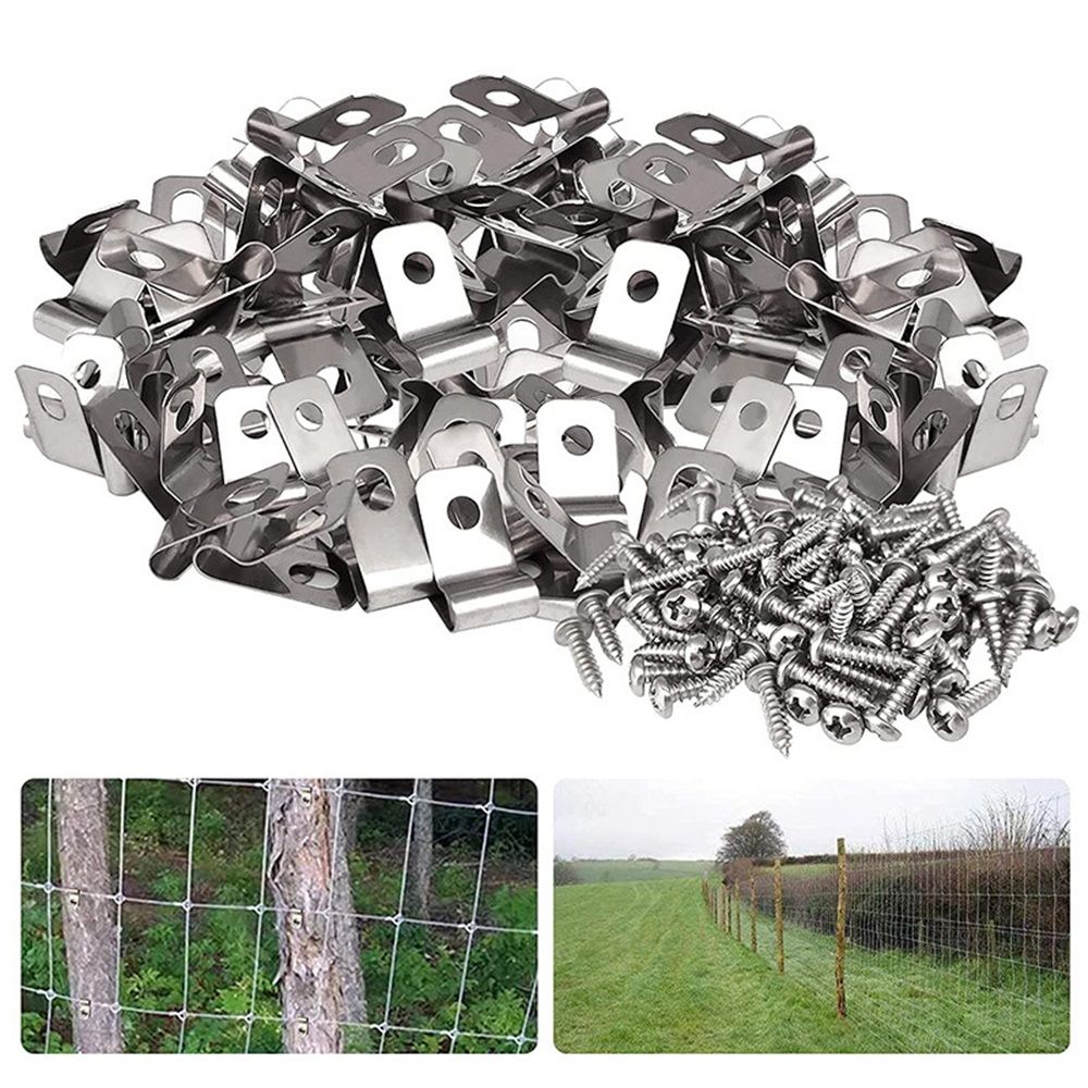 200 Pcs Fence Wire Clamps Stainless Steel Fencing Mounting Clips with 220 Pcs Stainless Steel Screws for Gauge Welded Wire to Wood, Metal or Vinyl Fenc0 - Image 1