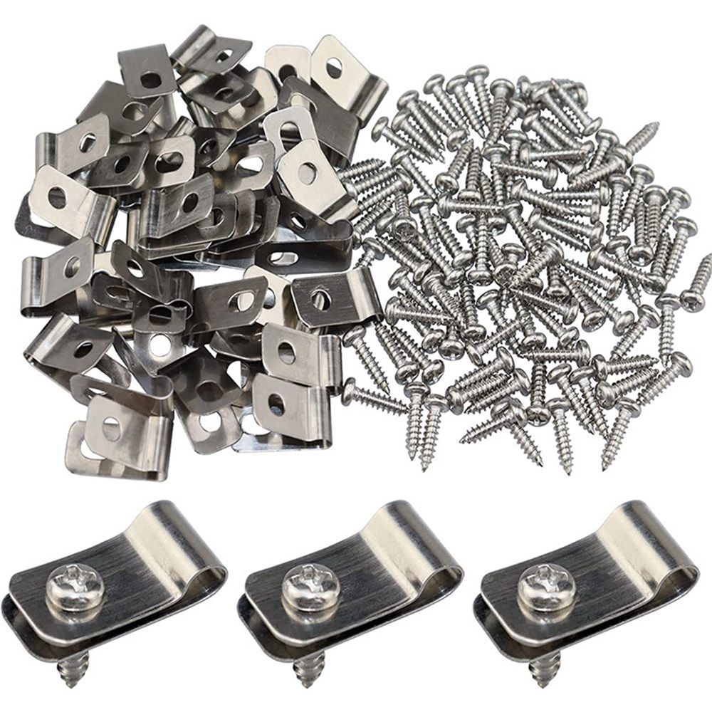 200 Pcs Fence Wire Clamps Stainless Steel Fencing Mounting Clips with 220 Pcs Stainless Steel Screws for Gauge Welded Wire to Wood, Metal or Vinyl Fenc0 - Image 5