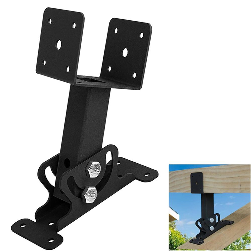 Roof Riser Brackets Kit Adjustable Pergola Roof Riser Beam Brackets Heavy Duty Roof Beam Mount Brackets Wood Post,Black - Image 2