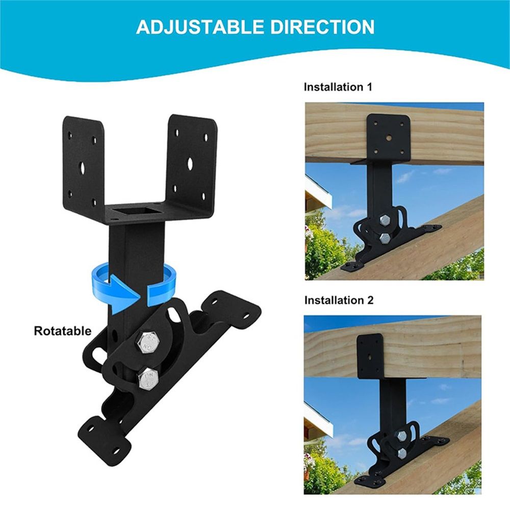 Roof Riser Brackets Kit Adjustable Pergola Roof Riser Beam Brackets Heavy Duty Roof Beam Mount Brackets Wood Post,Black - Image 4