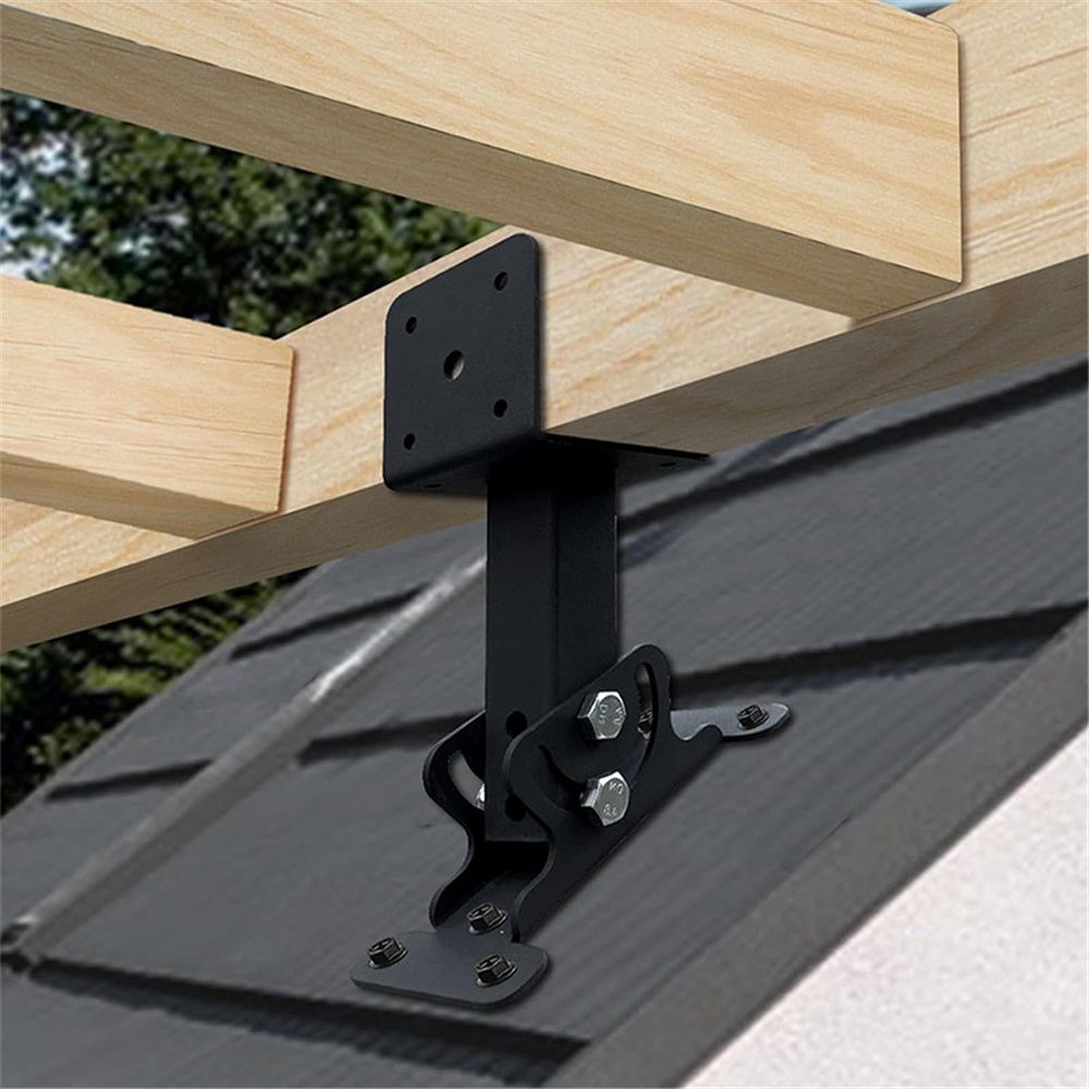Roof Riser Brackets Kit Adjustable Pergola Roof Riser Beam Brackets Heavy Duty Roof Beam Mount Brackets Wood Post,Black - Image 5