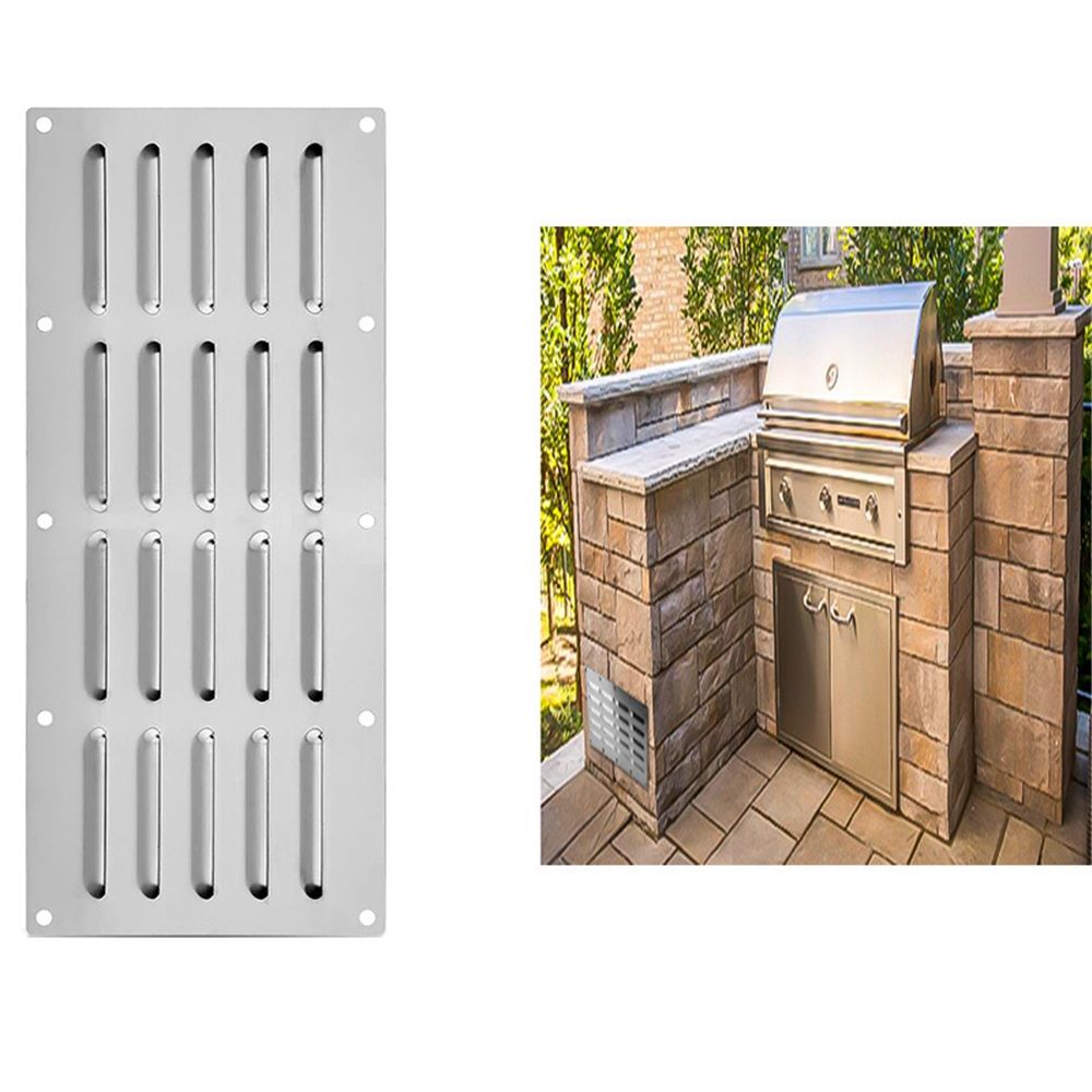 Stainless Steel Venting Panel for Grill Accessory, 13.5in x 5.25in；Venting Panel for Grill Accessory Stainless Steel Vent Cover Grill Vent for Masonry Fire Pits and Outdoor Kitchen - Image 2