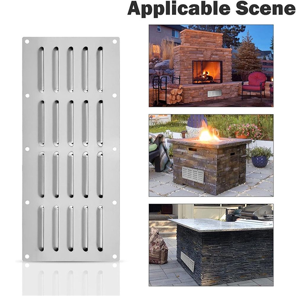 Stainless Steel Venting Panel for Grill Accessory, 13.5in x 5.25in；Venting Panel for Grill Accessory Stainless Steel Vent Cover Grill Vent for Masonry Fire Pits and Outdoor Kitchen - Image 4