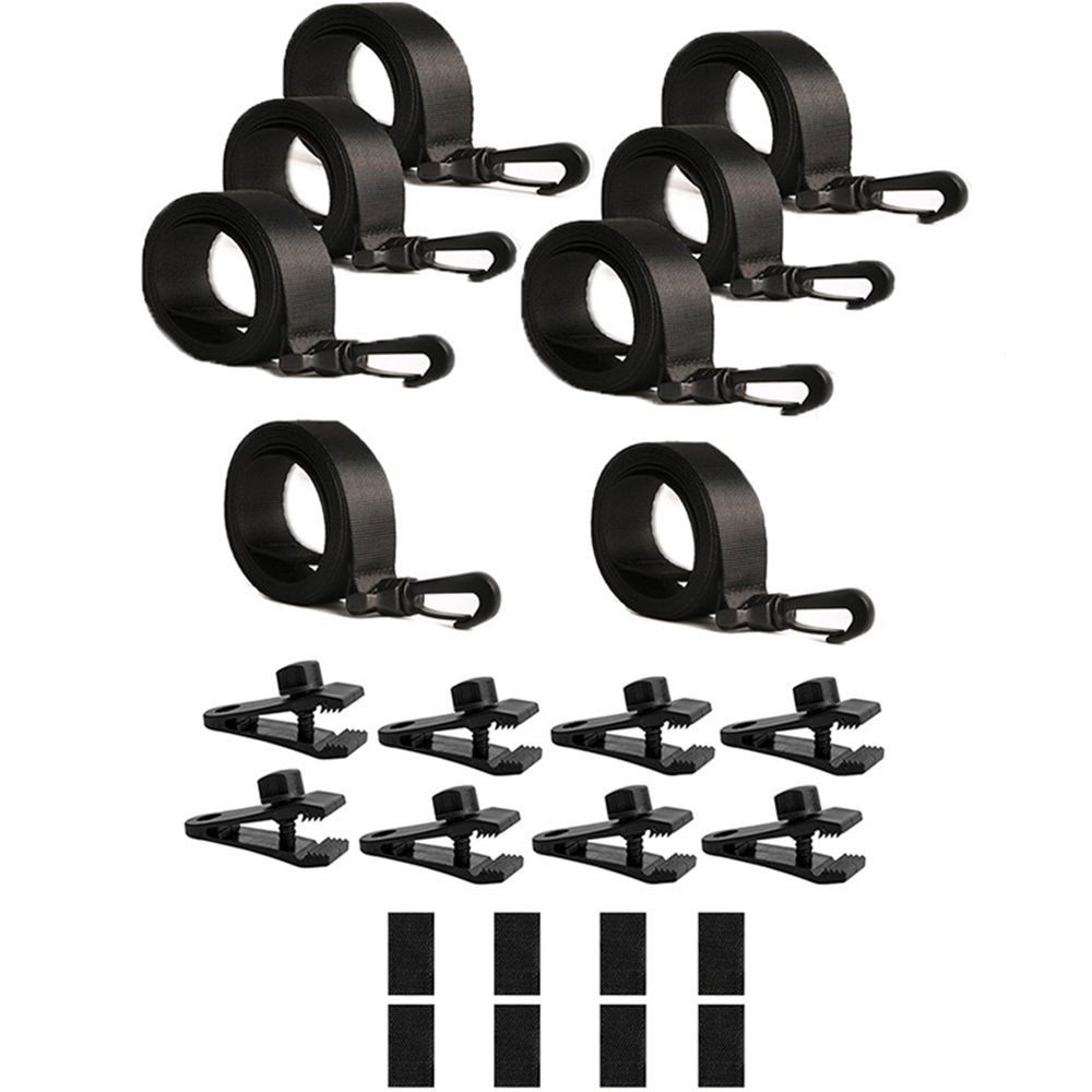 Upgraded Pool Solar Cover Reel Straps,24 Pcs Including 8 Snap-Lock Solar Cover Clips,8 Pcs 3 Times Denser Nylon Solar Cover Straps,8 Hook - Image 1