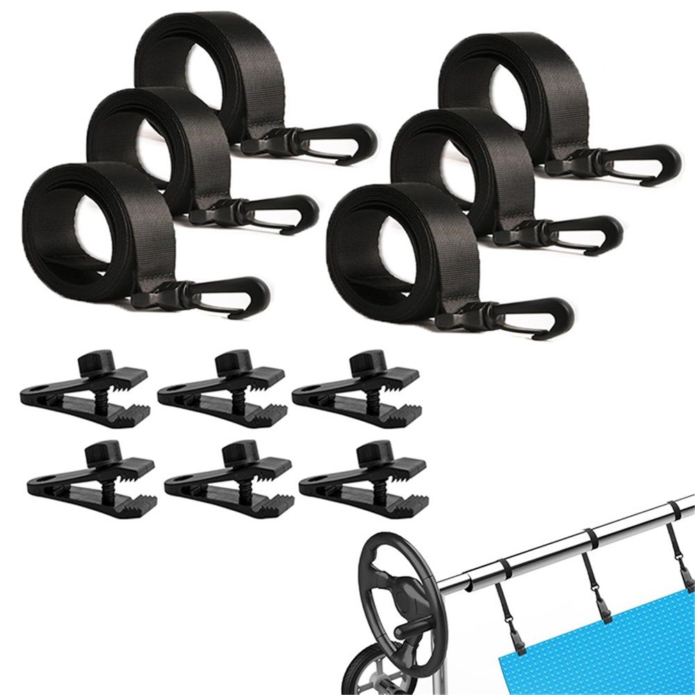 Upgraded Pool Solar Cover Reel Straps,24 Pcs Including 8 Snap-Lock Solar Cover Clips,8 Pcs 3 Times Denser Nylon Solar Cover Straps,8 Hook - Image 5