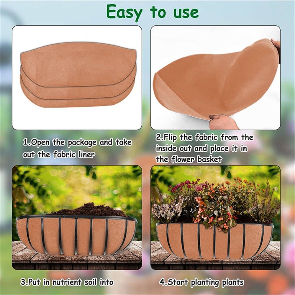 Coco Liners for Planters 30 Inch, 3 Pack Trough Window Box Liners, Coconut Fiber Liners for Planters Flower Baskets Garden Outdoor Plants - Image 3