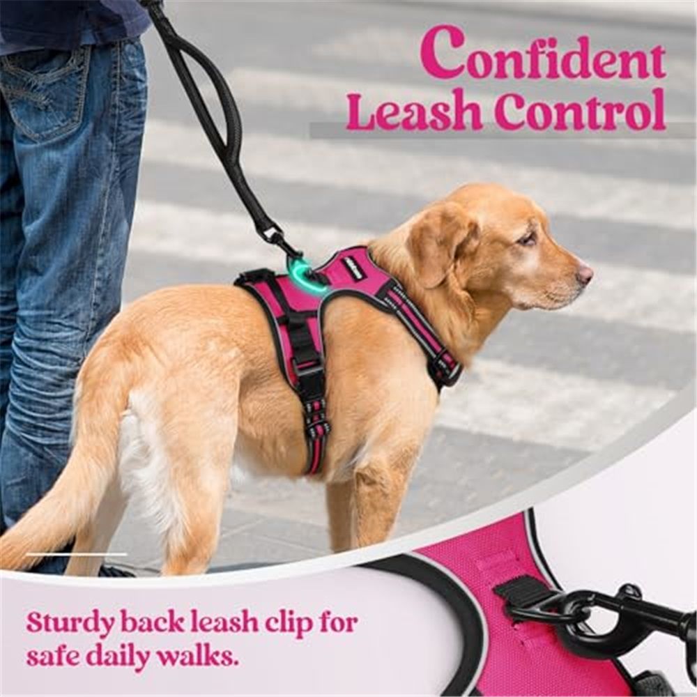 Dog Harness No Pull, Adjustable Soft Padded, Reflective nylon No Choke Pet Vest with Easy Control Handle for Medium Sized Dogs,rose red, M - Image 4