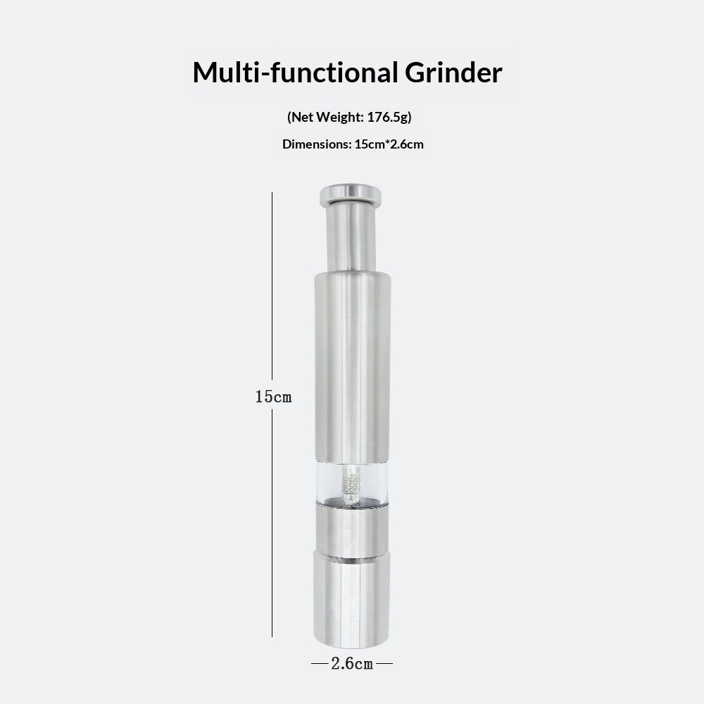 Stainless-Steel One-Handed Thumb Push Button Salt and Pepper Grinder For Black Pepper Or Salt(One pack) - Image 2