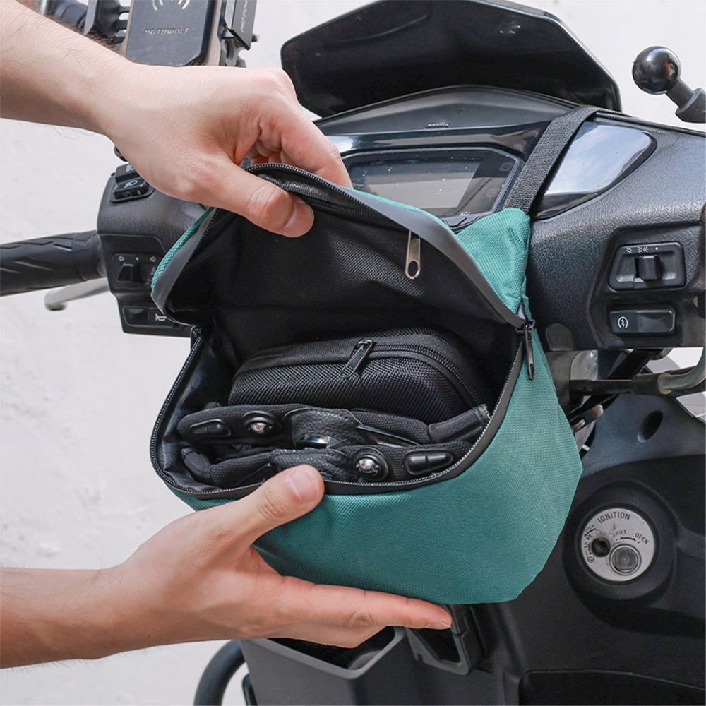 Bike Handlebar Bag – Exterior with Quick-Access Waterproof Zipper, Spacious Storage – Ideal for Cycling, Commuting and Adventure Rides (green) - Image 2