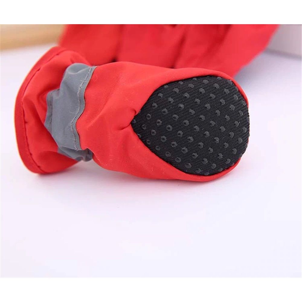 Dog Boots Paw Protectors,Small Dog Winter Boots Shoes,with Anti-Slip Sole and Plush for Warm Snow Outdoor Walking,Pack of 8(Red+Red.Size 7) - Image 2
