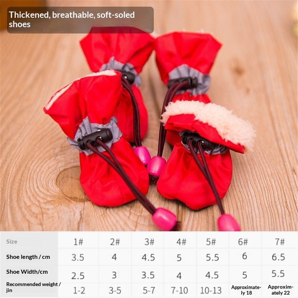 Dog Boots Paw Protectors,Small Dog Winter Boots Shoes,with Anti-Slip Sole and Plush for Warm Snow Outdoor Walking,Pack of 8(Red+Red.Size 7) - Image 3