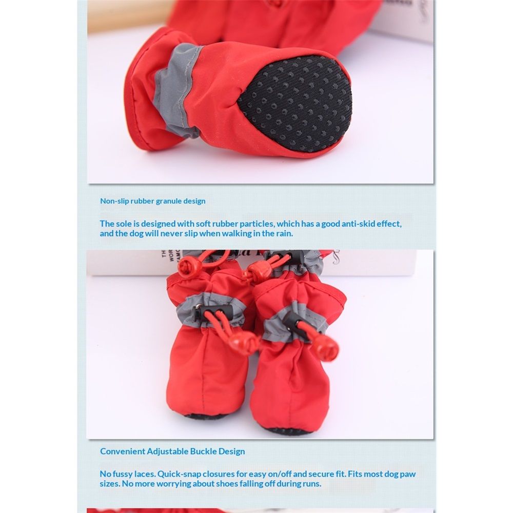 Dog Boots Paw Protectors,Small Dog Winter Boots Shoes,with Anti-Slip Sole and Plush for Warm Snow Outdoor Walking,Pack of 8(Red+Red.Size 7) - Image 4
