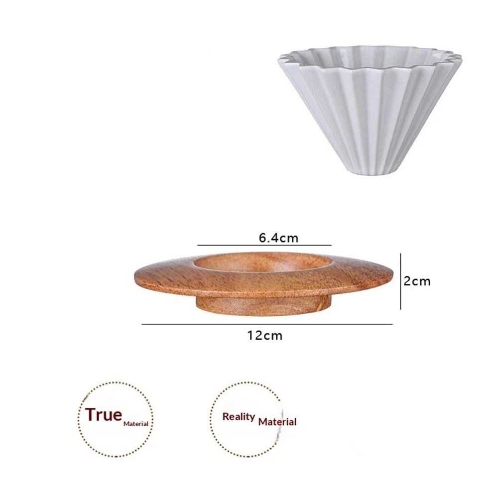 Ceramic Coffee Dripper Pour Over Coffee Maker with Wood Stand Elegant Flower Shape Filter,Slow Brewing Maker for Home Cafe - Image 4