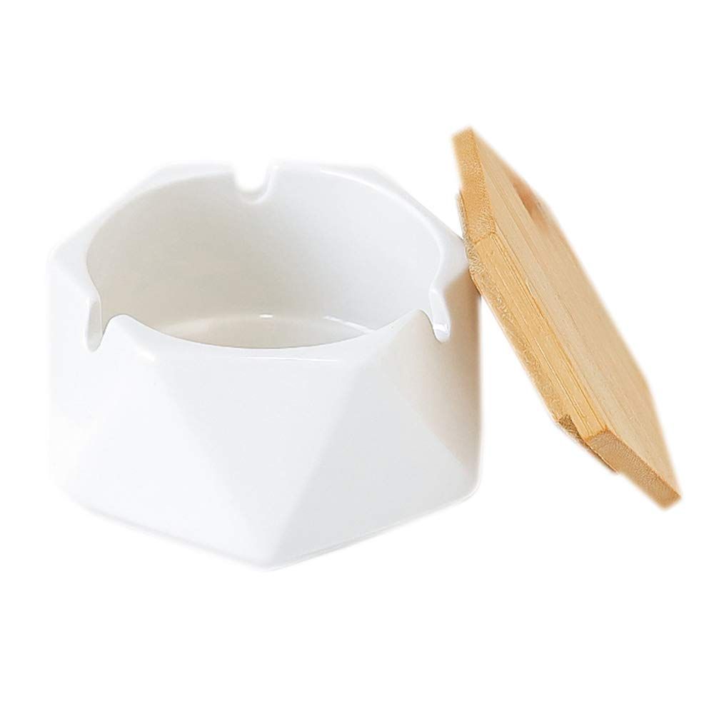 Ashtray with Lid for Cigarettes, Ash Tray Smoking Holder Indoor Smokeless Outdoor Windproof Patio Home Office Cool Decor(white) - Image 1