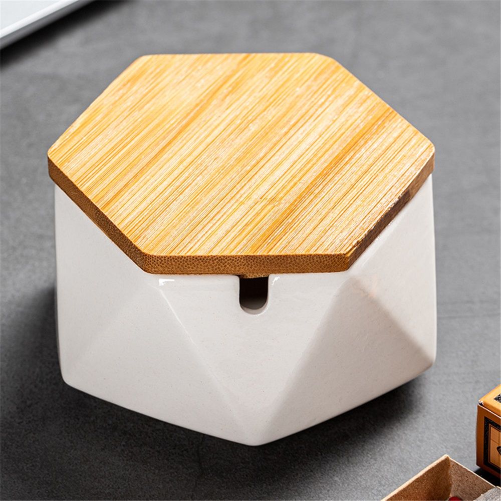 Ashtray with Lid for Cigarettes, Ash Tray Smoking Holder Indoor Smokeless Outdoor Windproof Patio Home Office Cool Decor(white) - Image 3