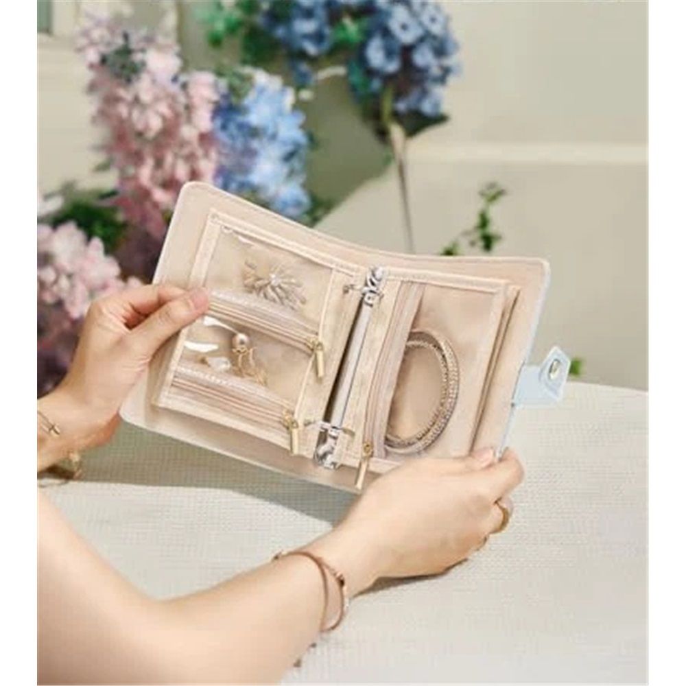 Travel Jewelry Case,Portable Jewelry Organizer Box, Scratch-Proof Jewelry Storage for Rings, Necklaces, Earrings,Gifts for Traveler Women Girls-Baby Blue(does not include jewelry) - Image 4