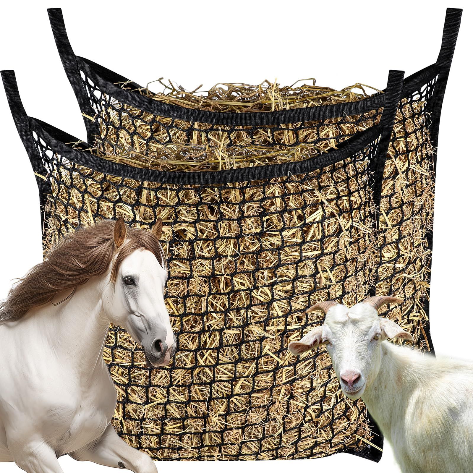 2 PCS Slow Feed Hay Net，31.5