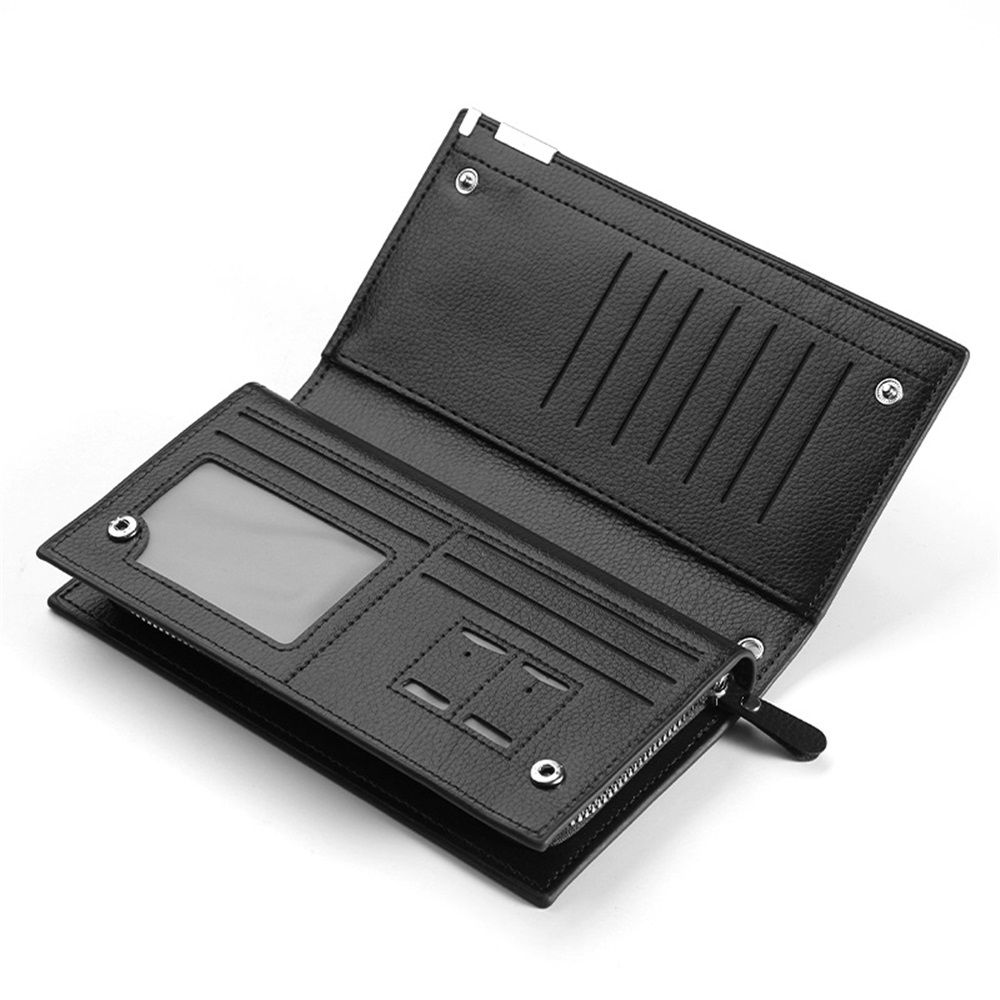 Long Wallets for Men Leather Blocking Bifold Wallet with Multi Slot and Zipper Pocket (Black, One Size) - Image 2