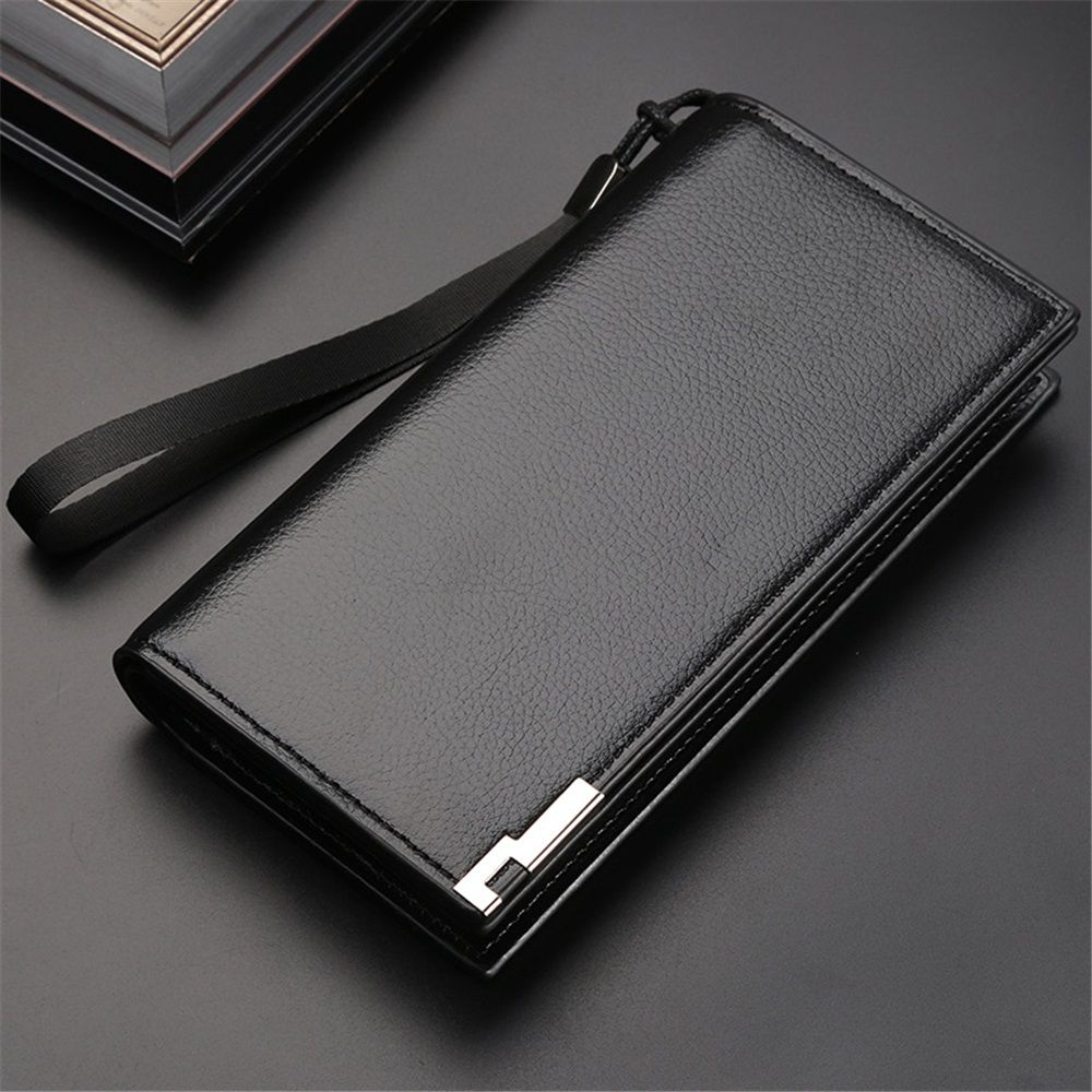 Long Wallets for Men Leather Blocking Bifold Wallet with Multi Slot and Zipper Pocket (Black, One Size) - Image 3