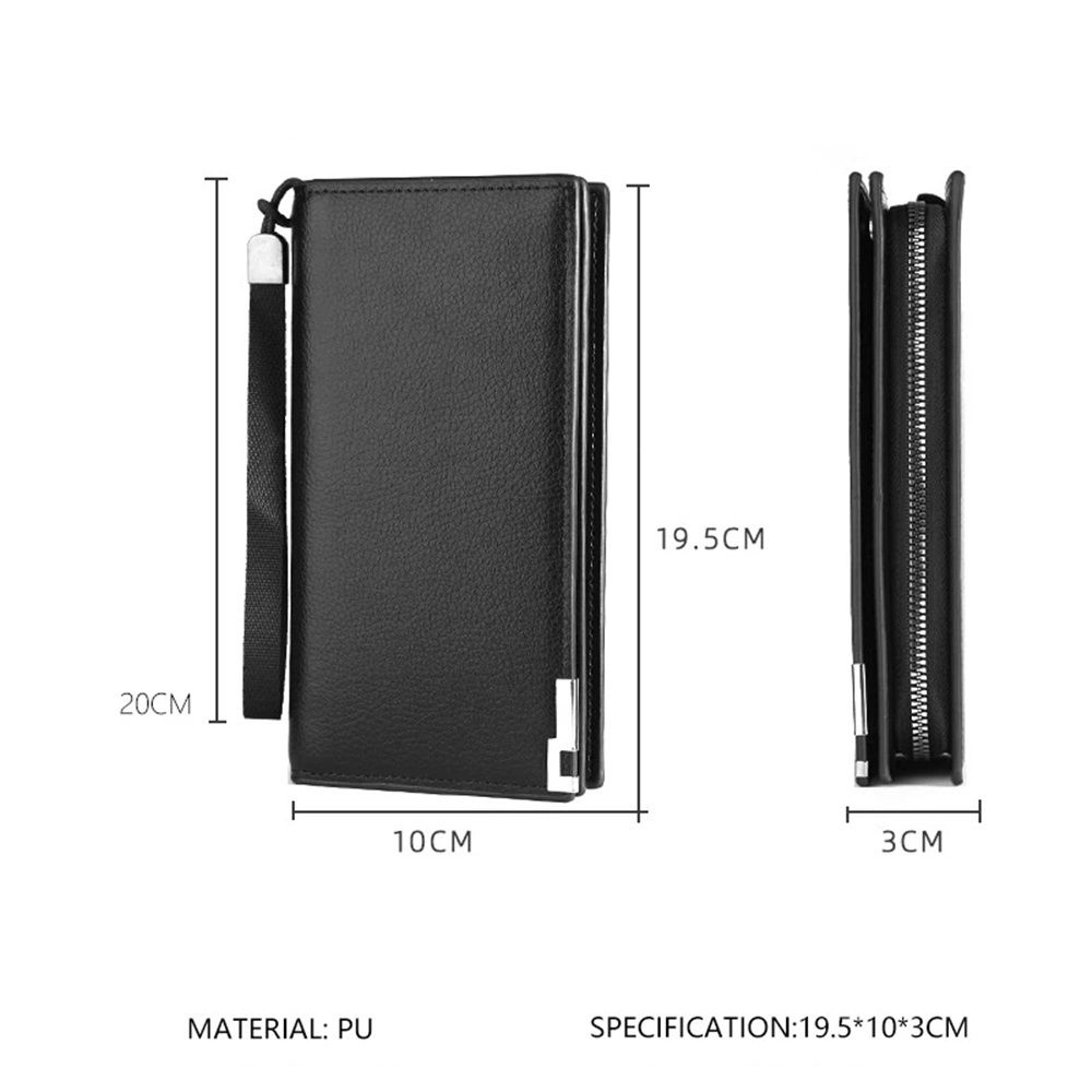 Long Wallets for Men Leather Blocking Bifold Wallet with Multi Slot and Zipper Pocket (Black, One Size) - Image 5