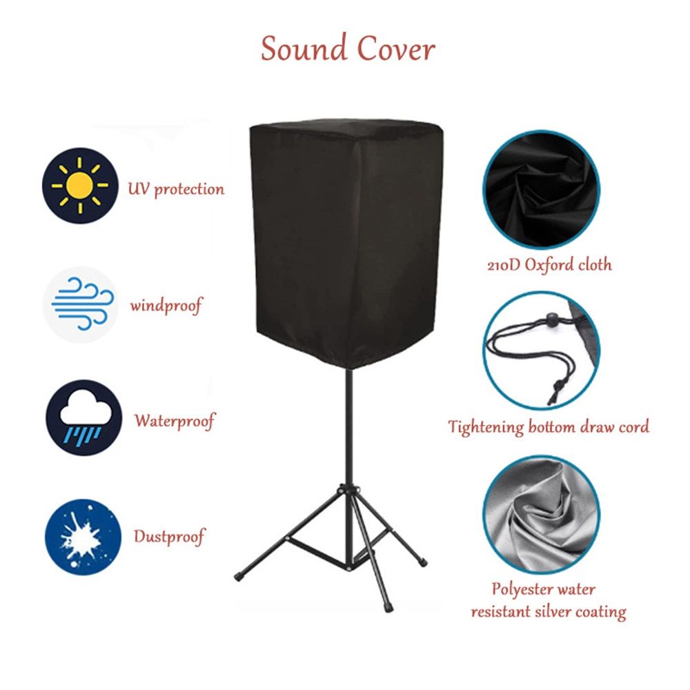 15 Inch Outdoor Speaker Cover - Upright Speaker Protective Cover, Sunscreen Waterproof Audio Dust Protection Bag (Black) - Image 4