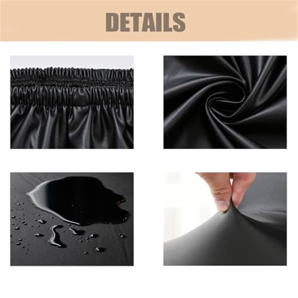 Dining Chair Seat Covers 4 PCS, Solid Waterproof Seat Cushion Cover Oilproof Stretch Dining Chair Protctor Slipcover (Dark Black) - Image 5