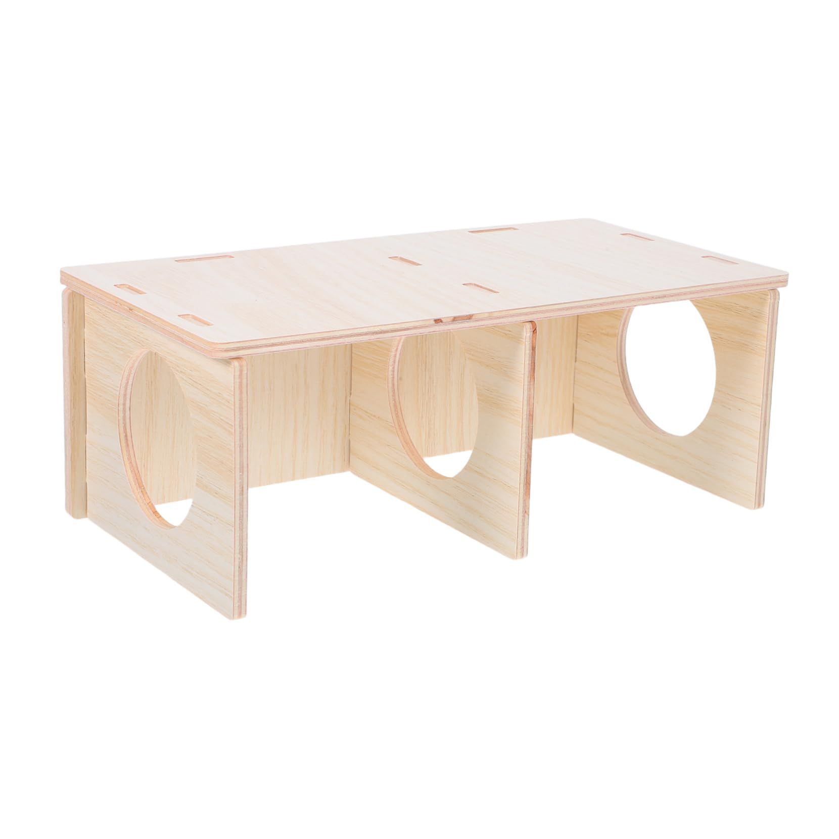 Wooden Hamsters 2-Chamber Hideout-Tunnel Multi Chamber Exploring Toy Rat Exploring Tunnel Toy for Mice Guinea Pig Hedgehog Squirrel Sugar Glider - Image 1