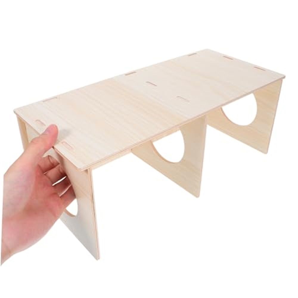 Wooden Hamsters 2-Chamber Hideout-Tunnel Multi Chamber Exploring Toy Rat Exploring Tunnel Toy for Mice Guinea Pig Hedgehog Squirrel Sugar Glider - Image 2