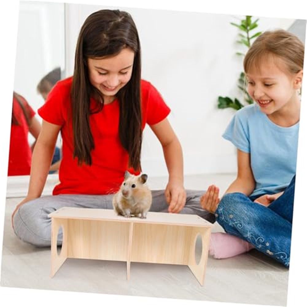 Wooden Hamsters 2-Chamber Hideout-Tunnel Multi Chamber Exploring Toy Rat Exploring Tunnel Toy for Mice Guinea Pig Hedgehog Squirrel Sugar Glider - Image 3