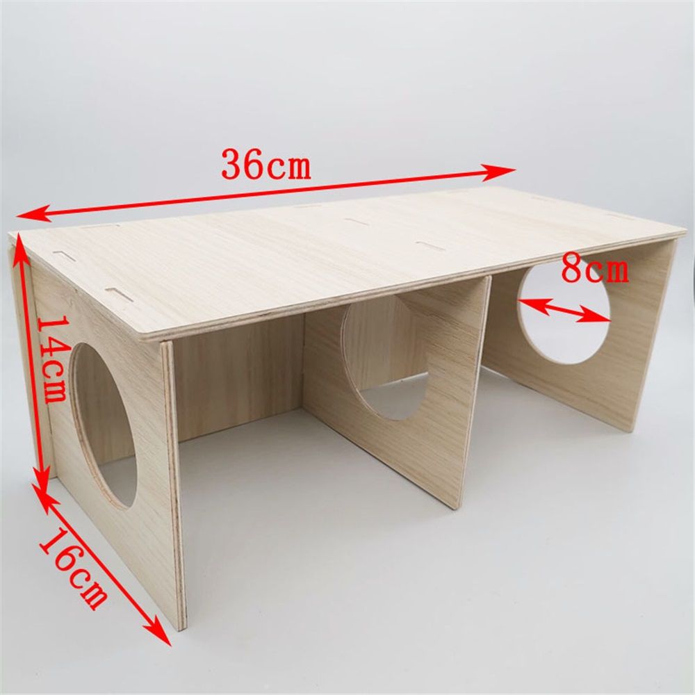 Wooden Hamsters 2-Chamber Hideout-Tunnel Multi Chamber Exploring Toy Rat Exploring Tunnel Toy for Mice Guinea Pig Hedgehog Squirrel Sugar Glider - Image 4