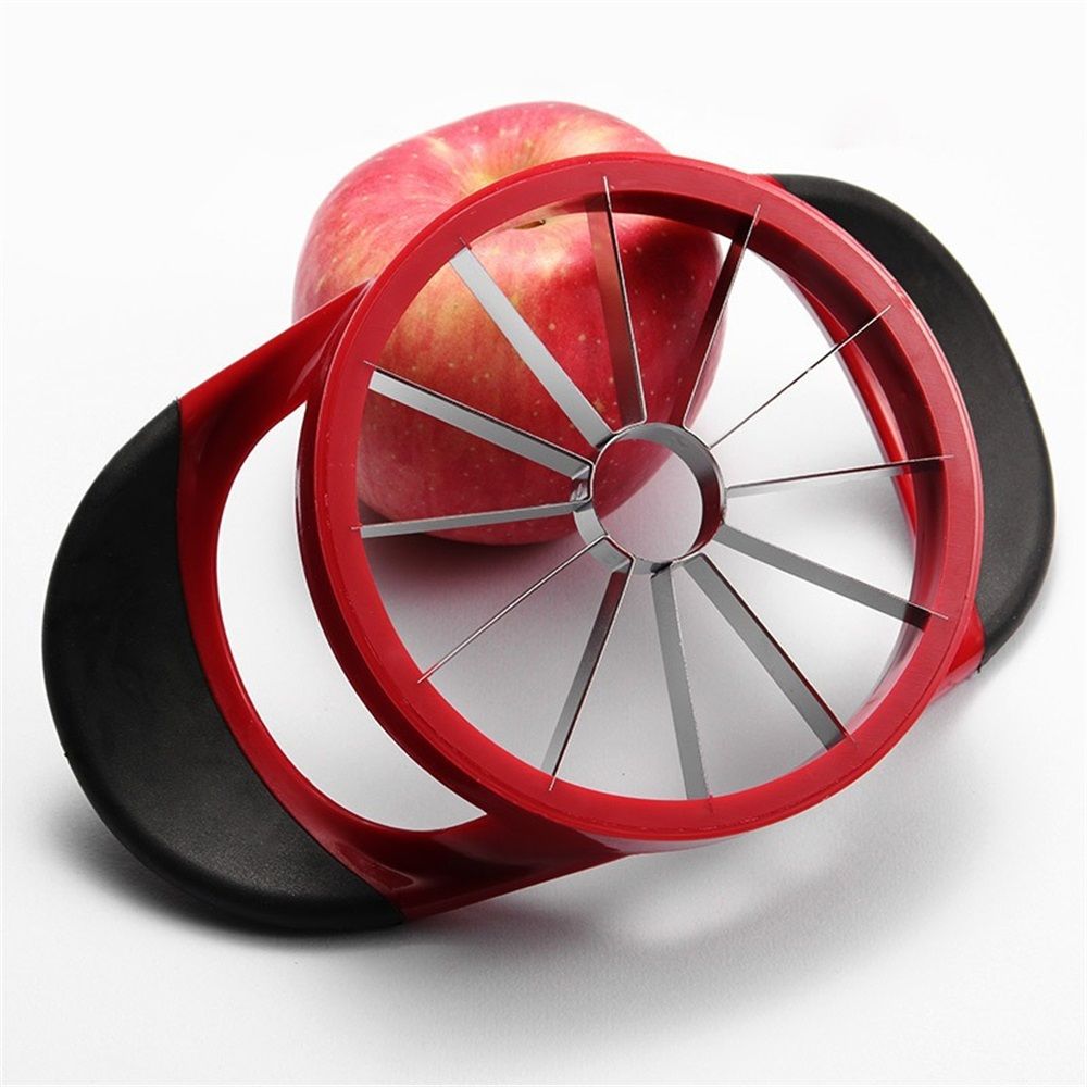 Extra Large Apple Slicer, 12-Slices Heavy Duty Apple Cutter, Durable Apple Corer, Stainless Steel Apple Slicer and Corer - for Apple, Potato, Onion and More, Red - Image 2