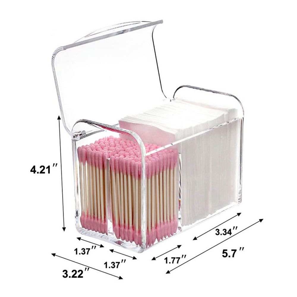 2 pack Holder Dispenser for Cotton Ball Swab, Cotton Round Pads, Floss,3 Compartment Plastic Apothecary Jars,Bathroom Organization and Storage,Vanity Organizers and Storage,Clear （oniy box） - Image 4