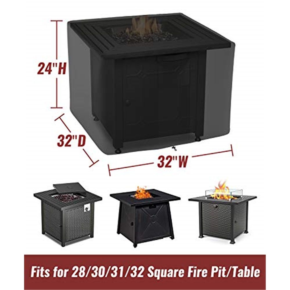 30 Inch Square Fire Pit Cover for Propane Fire Pit/Table, Waterproof Cover Fits 82*82*61cm Fire Pit, All Weather Resistant - Image 2