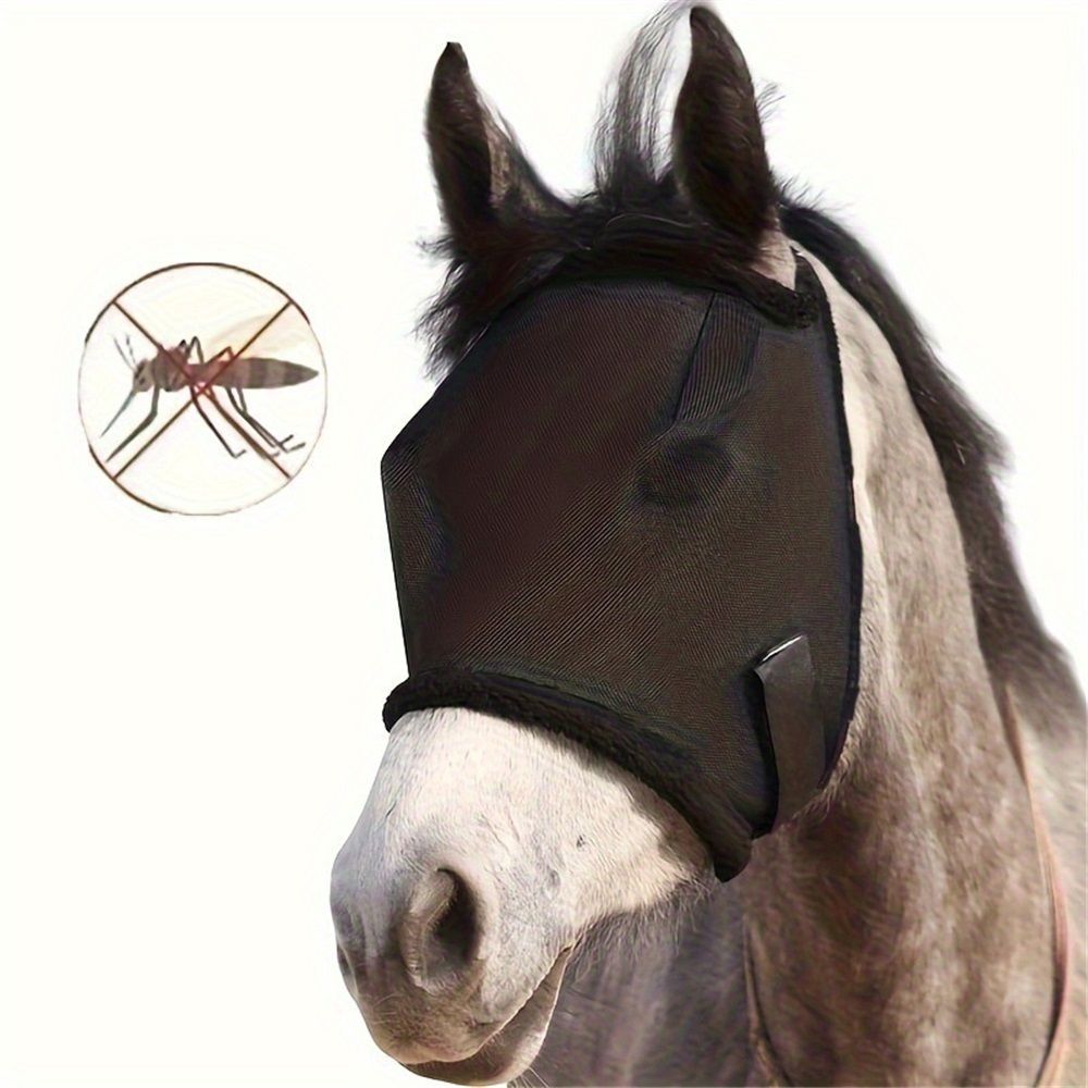 All Round Mesh Horse Fly Mask UV Protective with Padded Edging Black, Riding Equestrian Equipment for Horse - Image 1