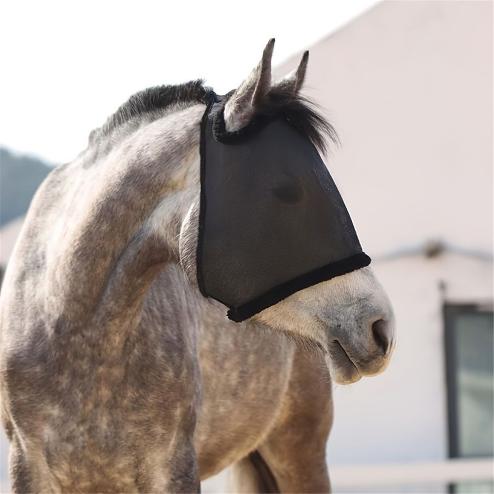 All Round Mesh Horse Fly Mask UV Protective with Padded Edging Black, Riding Equestrian Equipment for Horse - Image 2