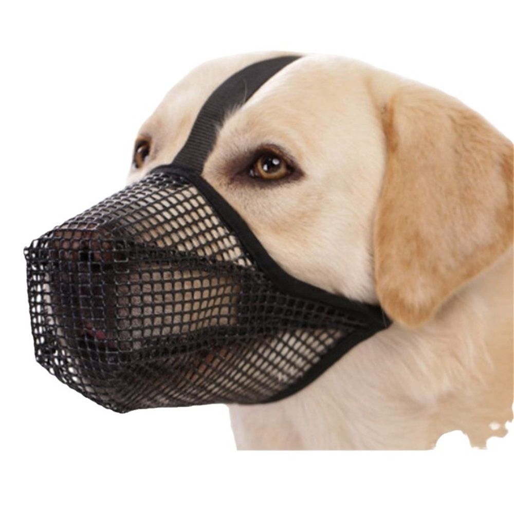 Soft Mesh Muzzle for Small Medium Large Dogs Shepherd, Breathable Adjustable Mouth Guard for Biting Chewing Scavenging, Allows Panting and Drinking(Black, L) - Image 1