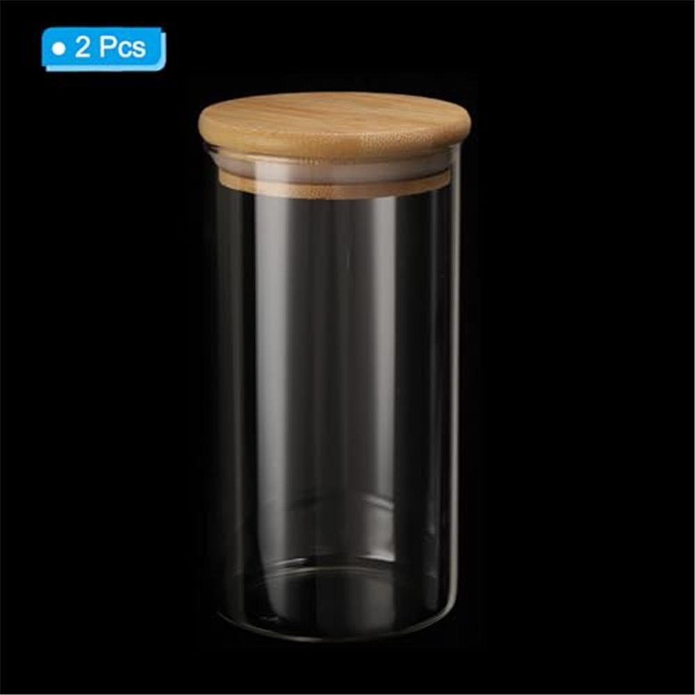 2 PCS Small Glass Storage Jars with Airtight Lids,650ml Cute Clear Storage container with Lid,Glass Pantry Canister for Beans, Rice,Sugar,Cookie Coffee - Image 2
